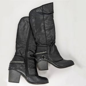 American Rag Aedyth Mid Calf Boots, Women's 9, Black, Stacked Heel